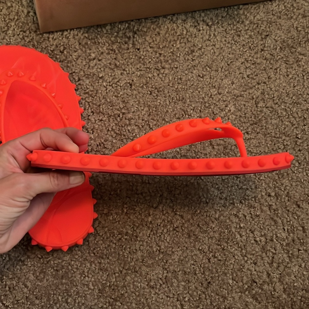 Christian Louboutin Super Loubi Bright Orange Sandals - Picture 4 of 6